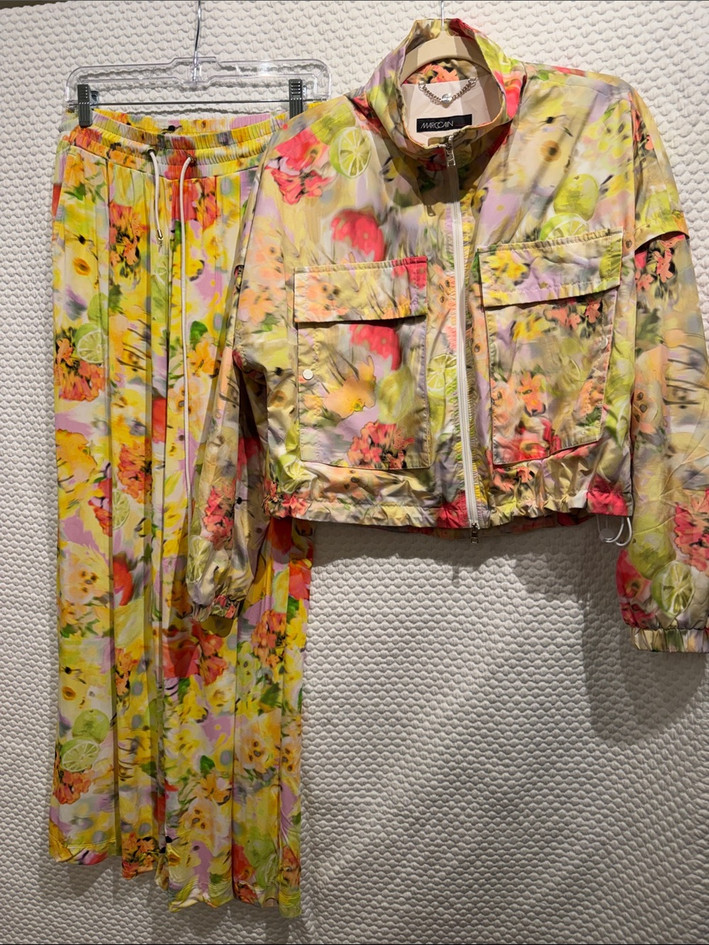 Marc Cain Pastel Citrus Floral Bomber Jacket